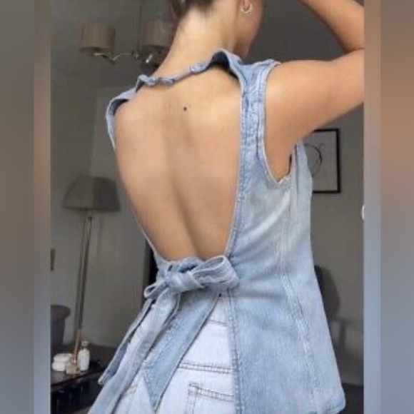 Denim Zara Backless Top - Picture 2 of 2
